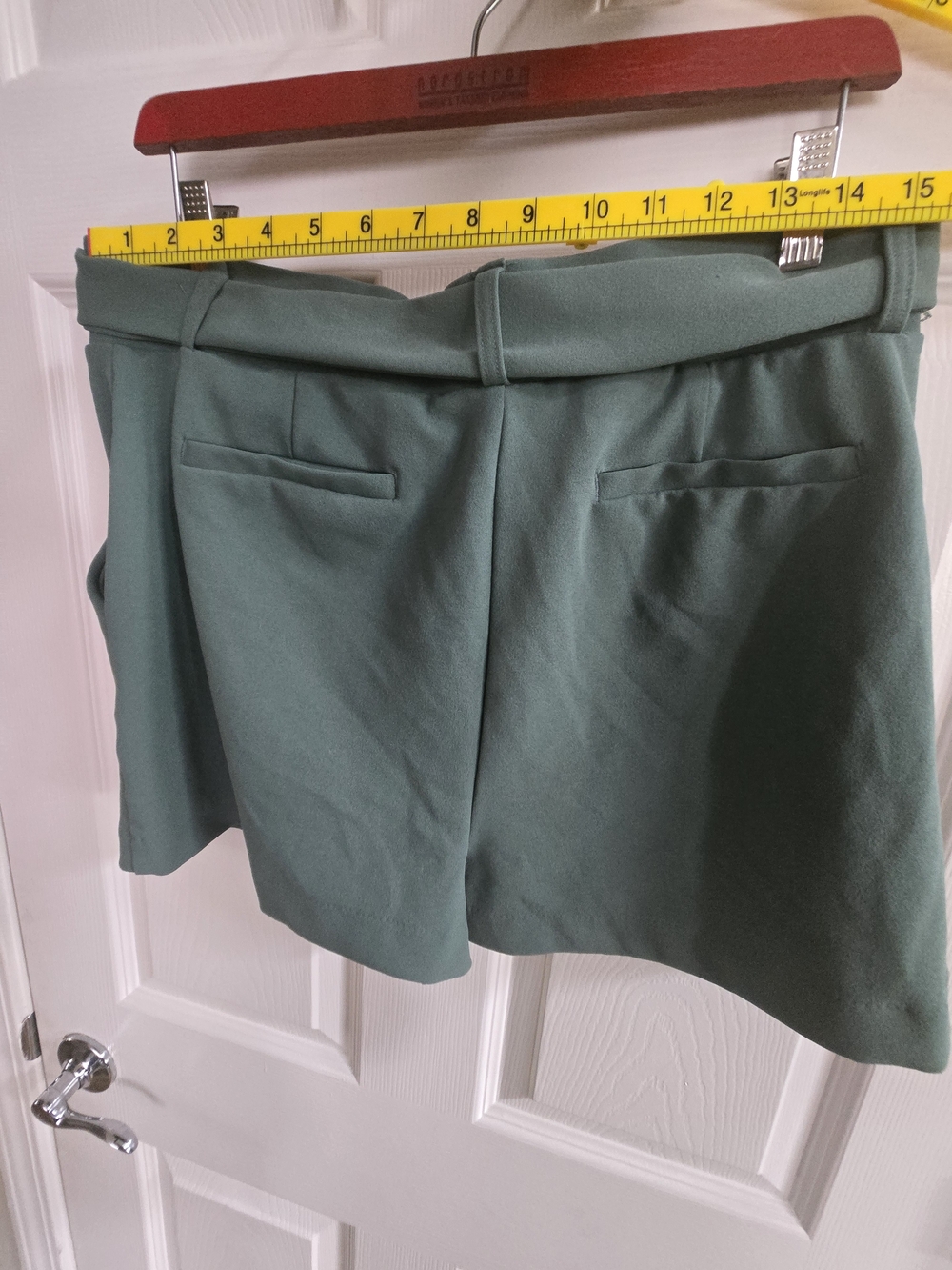 Fashion Nova Tailored Stretch Women'sWaist Belted Shorts in Sage - Picture 4 of 5